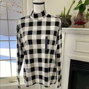 Land’s End Black and White Checkered Turtleneck Sweater